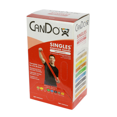CanDo Low Powder Exercise Band — Box of 30, 5' Length