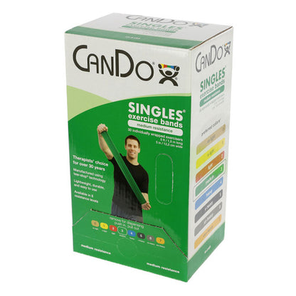 CanDo Low Powder Exercise Band — Box of 30, 5' Length