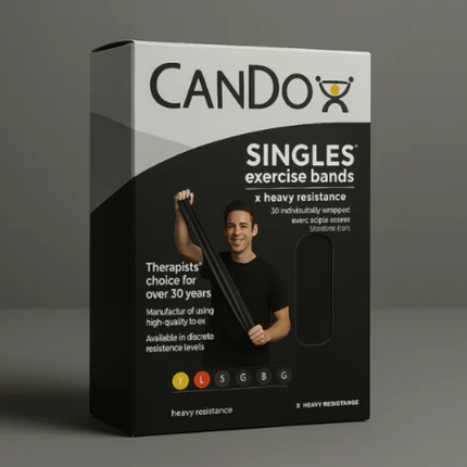 CanDo Low Powder Exercise Band - box of 30, 5' length - Black - x-heavy