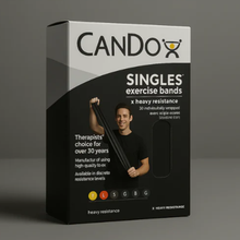 CANDO exercise bands packaging on a gray background
