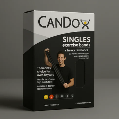 CANDO exercise bands packaging on a gray background