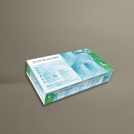 Box of Duracore gloves on a gray background