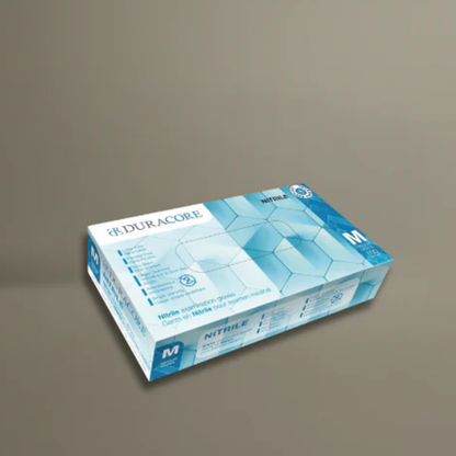 Box of Duracore gloves on a gray background