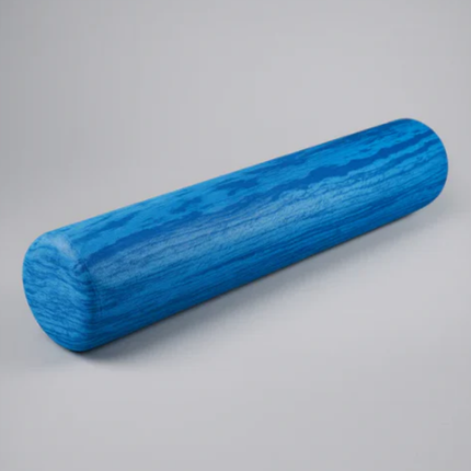 Blue foam roller on a gray background