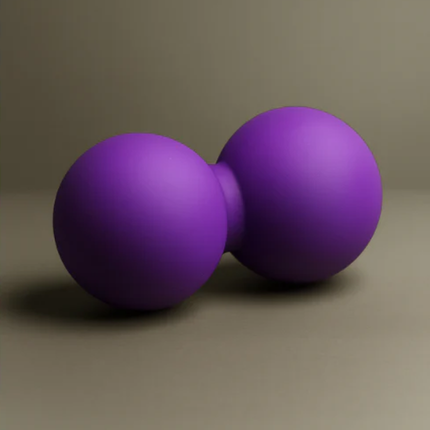 Two purple exercise balls on a brown background