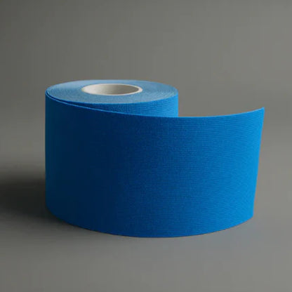 Roll of blue tape on a gray background