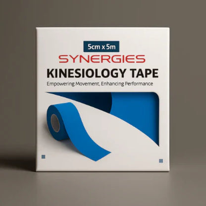 Box of Synergies Kinesiology Tape on a gray background