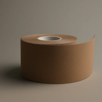 Brown paper roll on a dark gray background