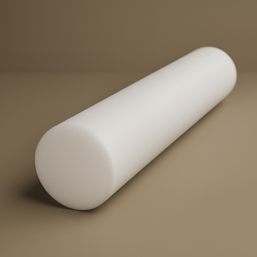 White cylindrical object on a brown background